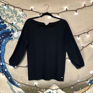 🌊 Lacoste Black Top w/ Cinched Sleeves Size 42